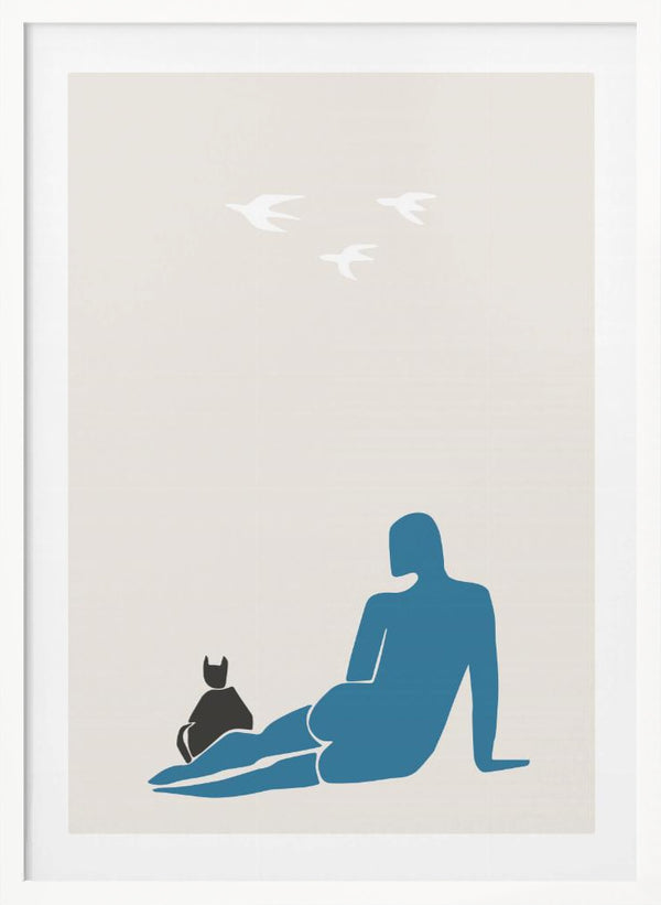Tablou înramat „Woman and Cat” de Pictufy Studio II