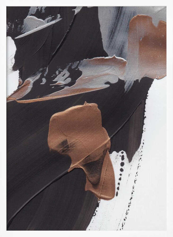 Tablou înramat „Dynamic Brushstrokes in Brown and Copper” de uplusmestudio