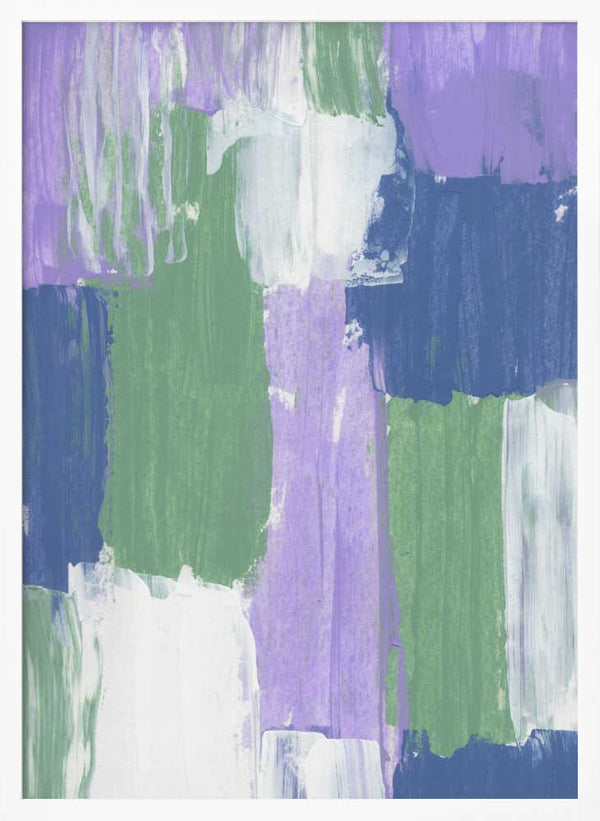 Tablou înramat „Bold Brushstrokes in Lavender Green and Blue Hues” de uplusmestudio