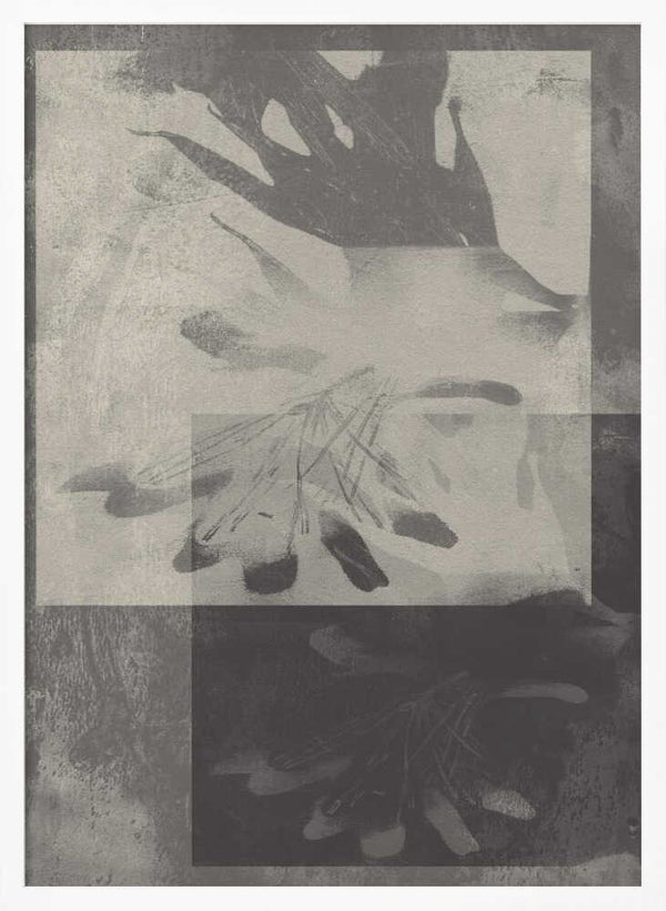 Tablou înramat „Whispering Leaves – Abstract Pattern in Taupe and White” de Dina Dankers