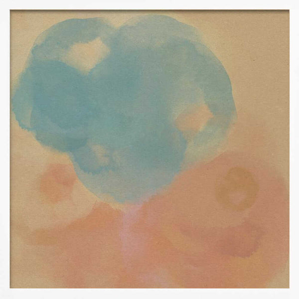 Tablou înramat „Peach & Blue Harmony – Abstract Watercolor Shapes” de Dina Dankers