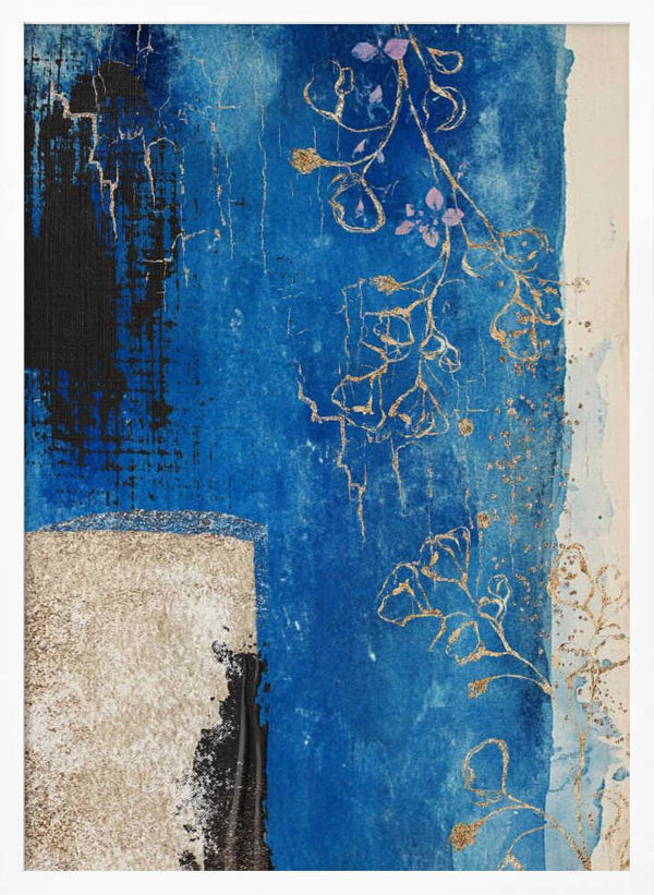 Tablou înramat „Denim Floral 3” de Sally Ann Moss