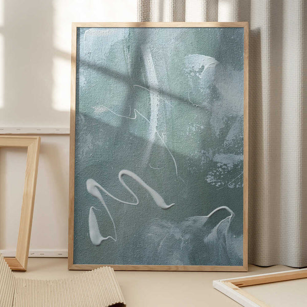 Tablou înramat „Green and White Acrylic” de uplusmestudio