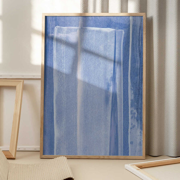Tablou înramat „Blue With Vertical Brushstrokes” de uplusmestudio