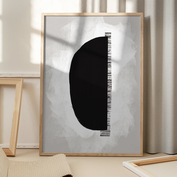 Tablou înramat „Black Shape Against A Textured White Background” de uplusmestudio