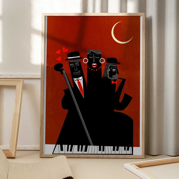 Tablou înramat „Singing Around the Christmas Tree” de Kubistika