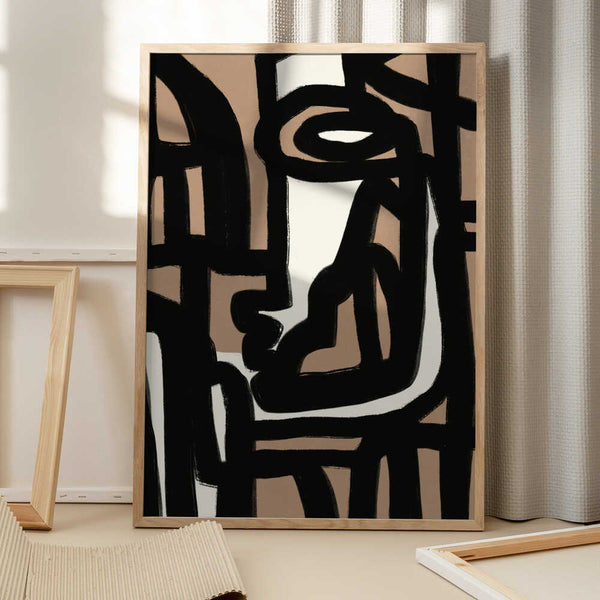 Tablou înramat „Geometric Shapes Against A Tan And White Background” de Little Dean