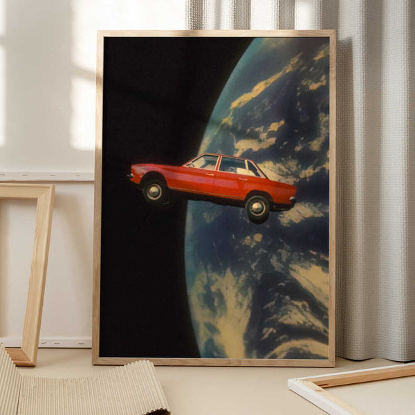 Tablou înramat „Flying Space Car” de Taudalpoi