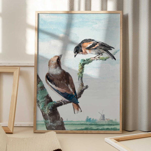 Tablou înramat „Two Birds Hawfinch” de Aert Schouman