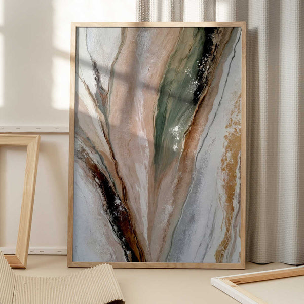 Tablou înramat „Flowing Patterns In Earth Tones And Green Hues” de Alpenglow Workshop