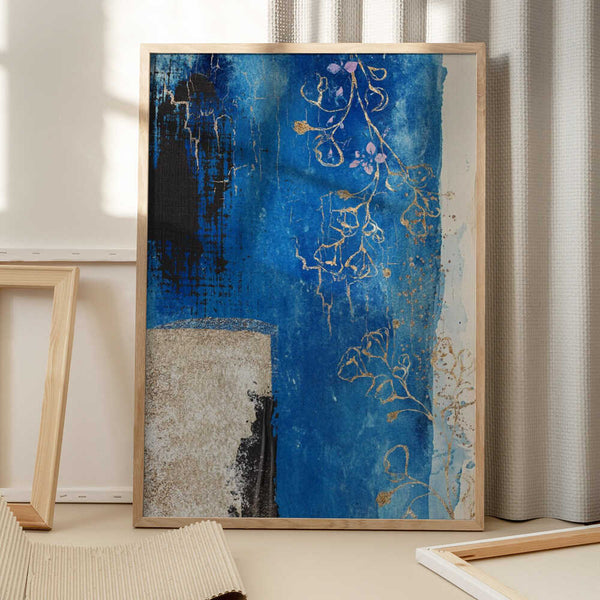 Tablou înramat „Denim Floral 3” de Sally Ann Moss