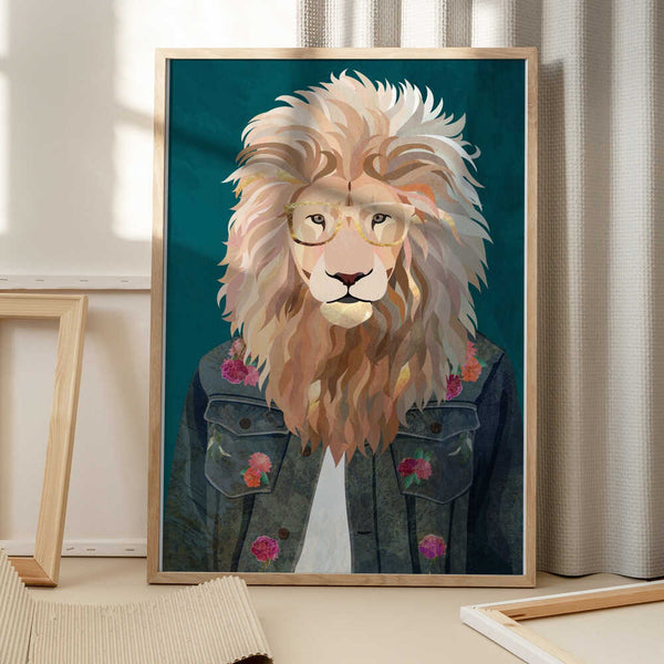 Tablou înramat „Golden fashion lion 2” de Sarah Manovski