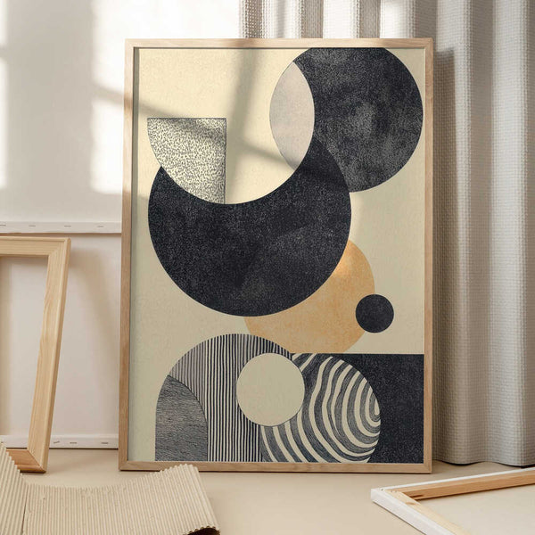 Tablou înramat „Geometric Art with Circles and Patterns” de Melloi Art Prints