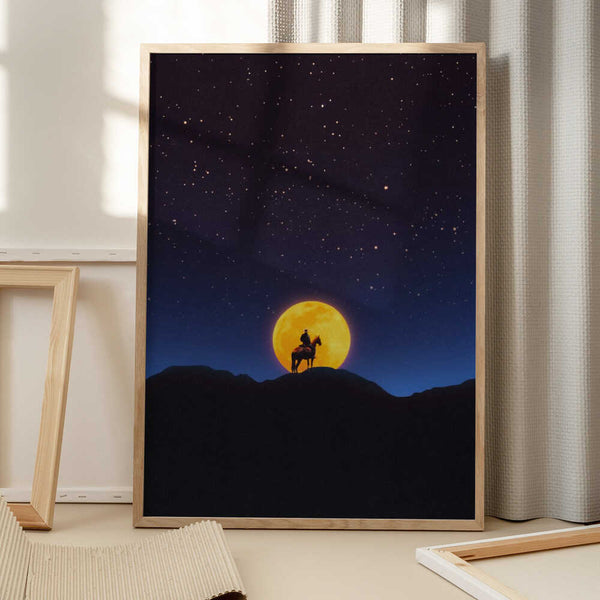 Tablou înramat „The Rider and the Moon” de Taudalpoi