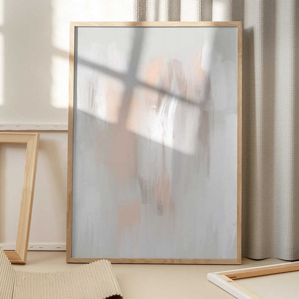 Tablou înramat „Soft Neutral Tones with Delicate Brushstrokes” de uplusmestudio