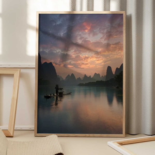 Tablou înramat „Li River Sunrise” de Yan Zhang