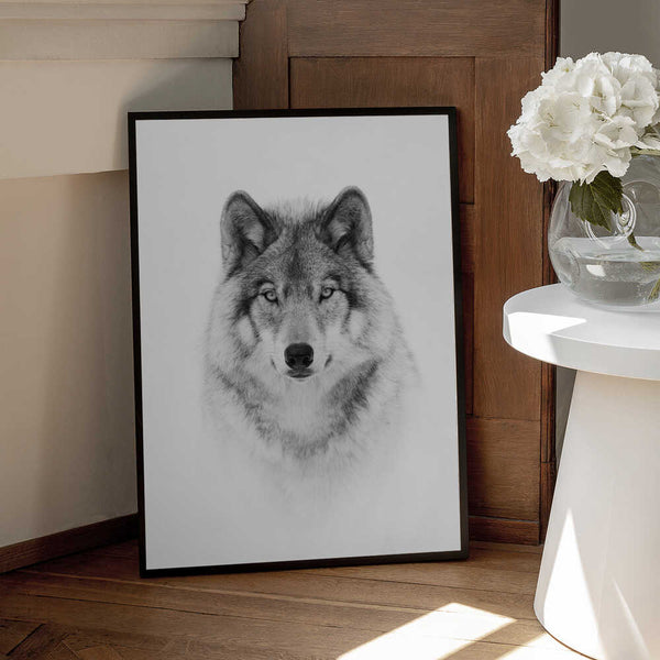 Tablou înramat „Portrait of a Timber Wolf” de Jim Cumming