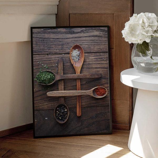 Tablou înramat „Wooden Spoons With Colorful Spices” de Karina Aleksandrova