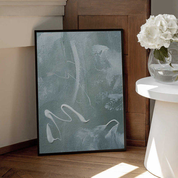 Tablou înramat „Green and White Acrylic” de uplusmestudio