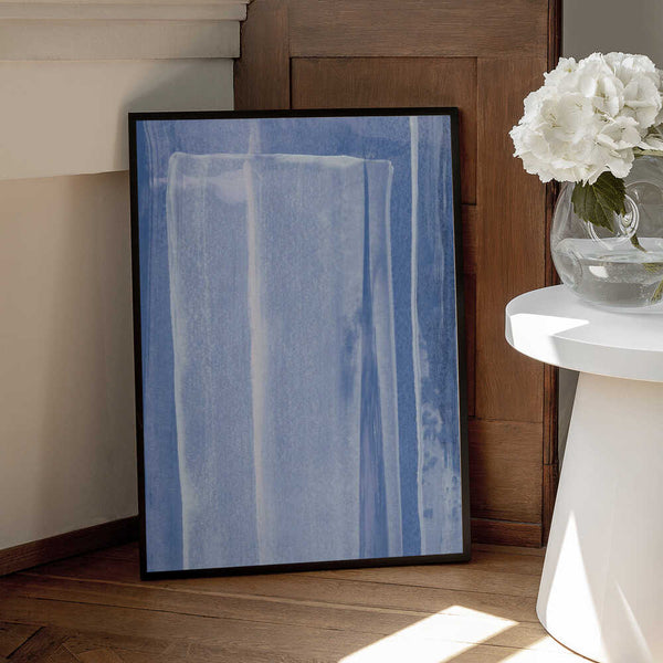 Tablou înramat „Blue With Vertical Brushstrokes” de uplusmestudio