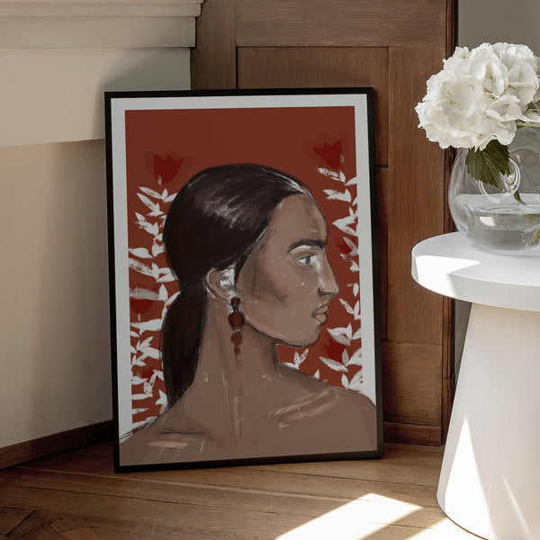 Tablou înramat „Crimson Elegance” de Treechild