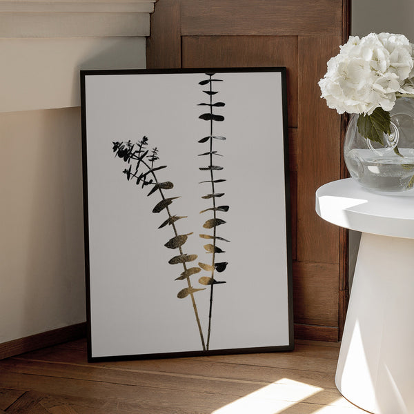 Tablou înramat „Eucalyptus Dark Gold” de Kubistika