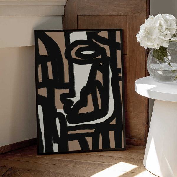 Tablou înramat „Geometric Shapes Against A Tan And White Background” de Little Dean