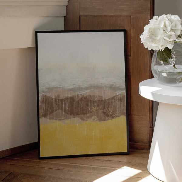 Tablou înramat „Coastal landscape with beach and sea in earth tones” de Imaginative