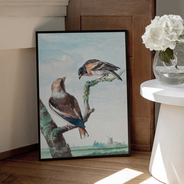 Tablou înramat „Two Birds Hawfinch” de Aert Schouman