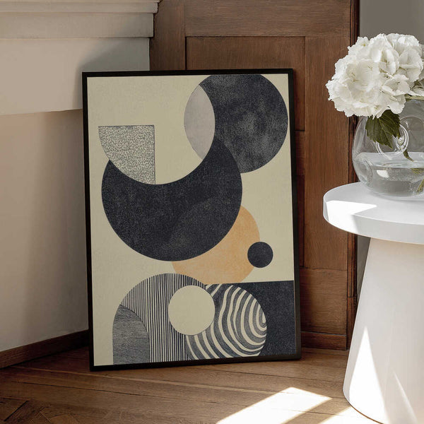 Tablou înramat „Geometric Art with Circles and Patterns” de Melloi Art Prints