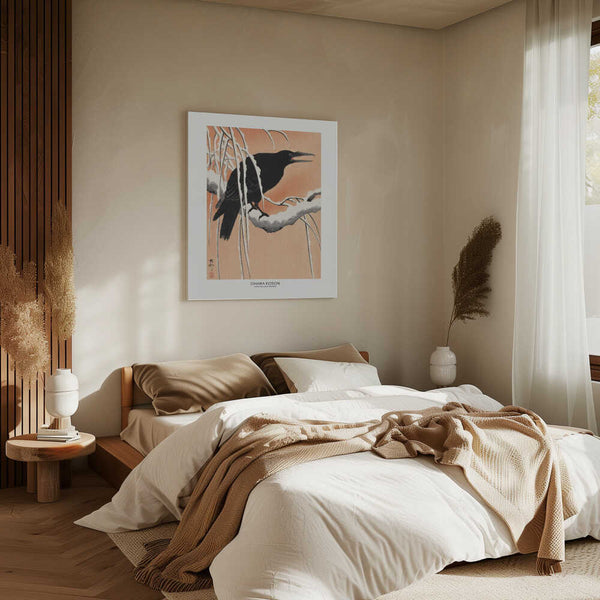 Tablou canvas „Crow On Snowy Branch” de Ohara Koson