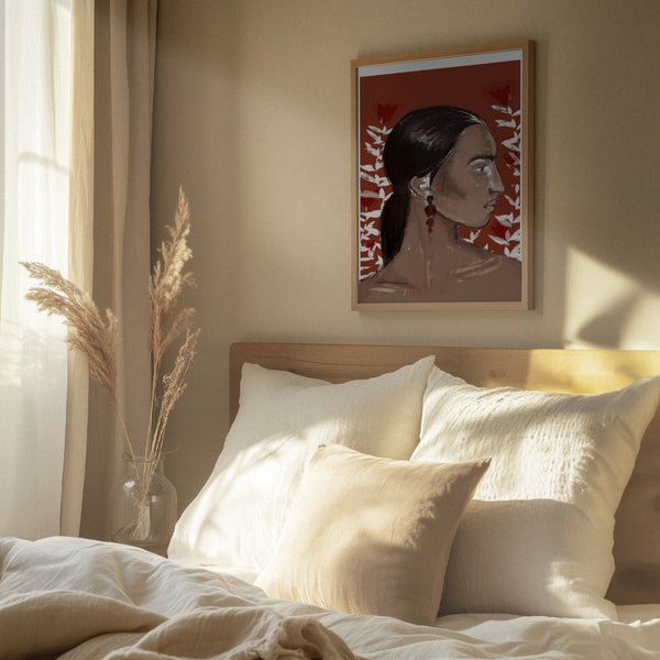 Tablou înramat „Crimson Elegance” de Treechild