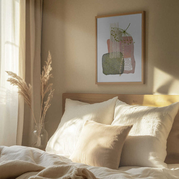 Tablou înramat „Delicate Pink and Green-3” de Sally Ann Moss