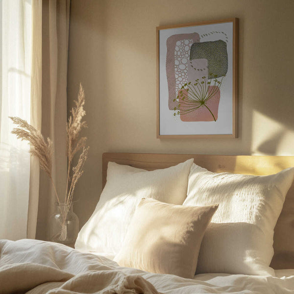 Tablou înramat „Delicate Pink and Green-2” de Sally Ann Moss