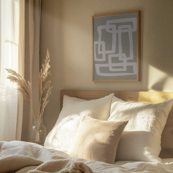 Tablou înramat „Sage Green Abstract Shapes” de Natasha Playell