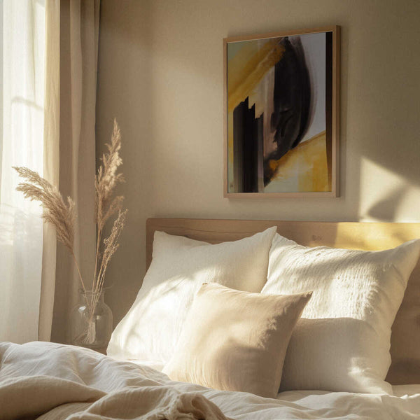 Tablou înramat „Dynamic Brushstrokes In Earthy Tones Of Black” de Little Dean