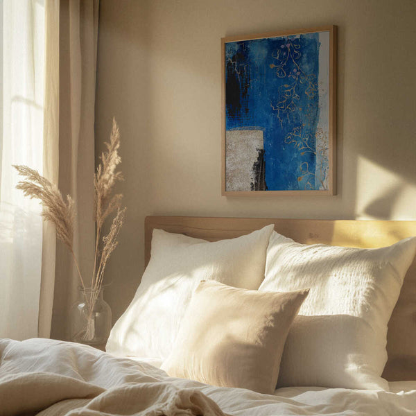 Tablou înramat „Denim Floral 3” de Sally Ann Moss