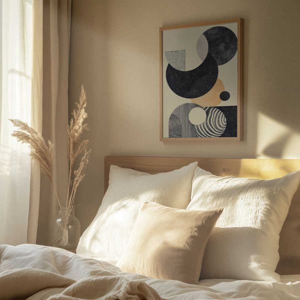 Tablou înramat „Geometric Art with Circles and Patterns” de Melloi Art Prints