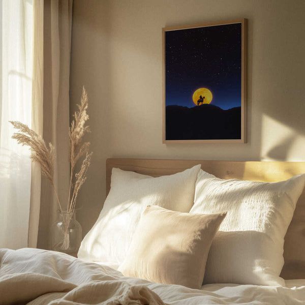 Tablou înramat „The Rider and the Moon” de Taudalpoi