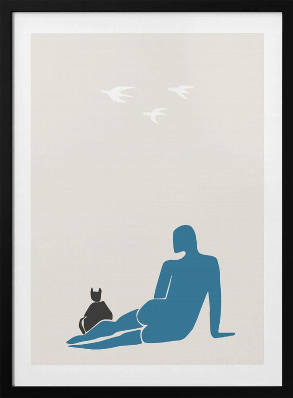 Tablou înramat „Woman and Cat” de Pictufy Studio II