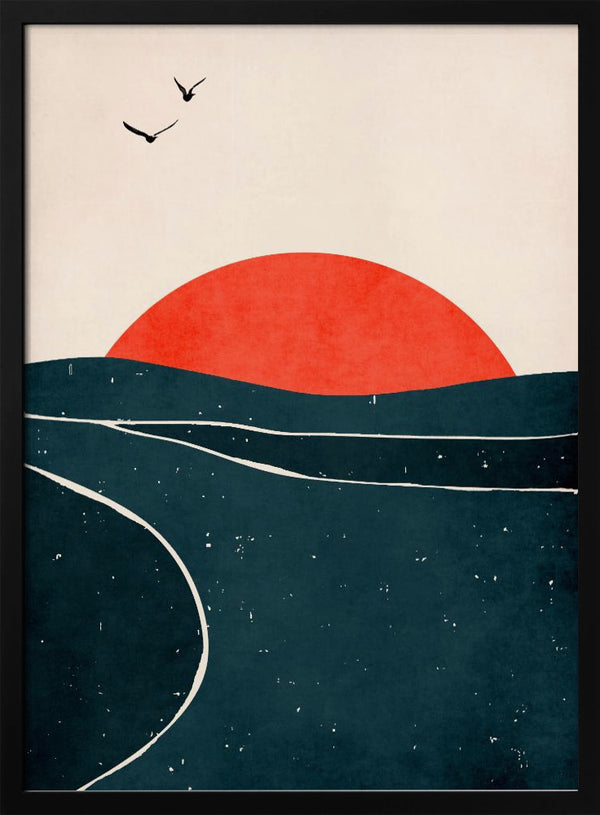 Tablou înramat „Dancing Seagulls” de Kubistika