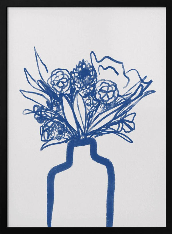 Tablou înramat „Blue Vase Bouquet” de Athene Fritsch
