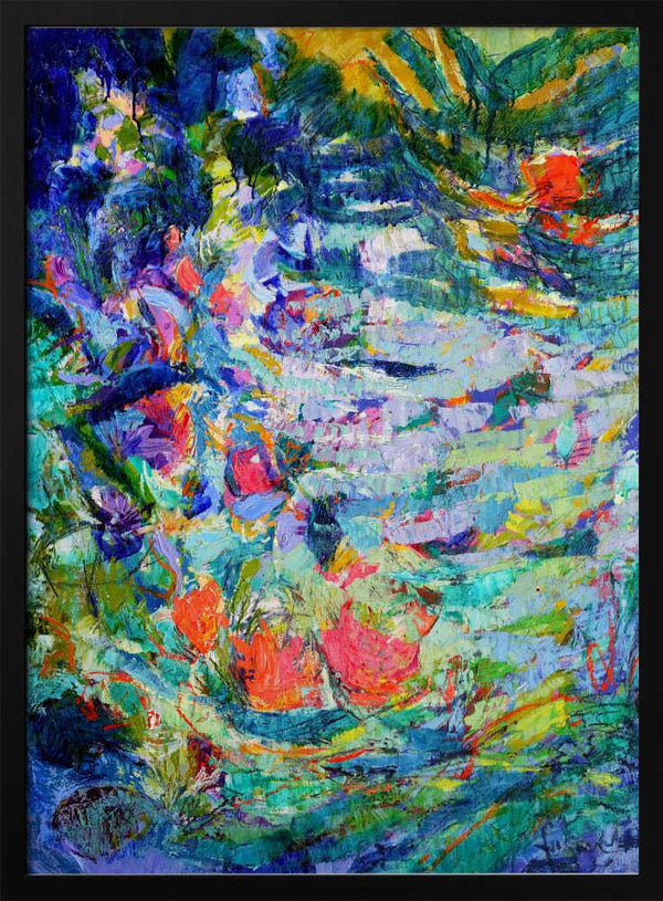 Tablou înramat „Luminous Petal Cascade” de Dorothy Fagan