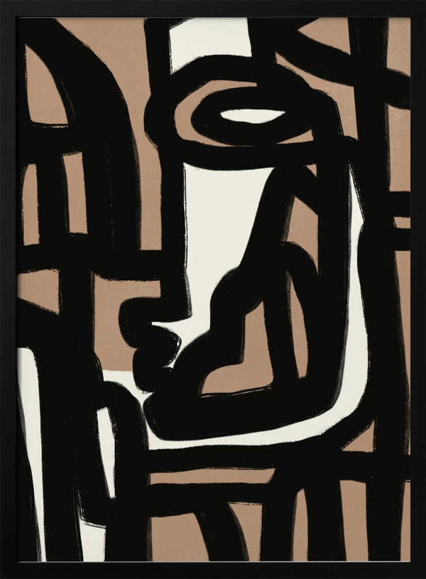 Tablou înramat „Geometric Shapes Against A Tan And White Background” de Little Dean