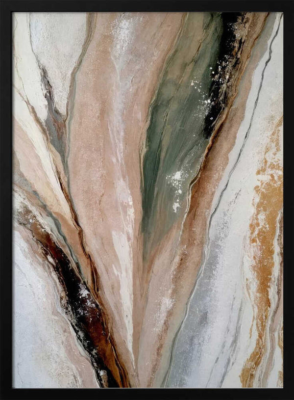 Tablou înramat „Flowing Patterns In Earth Tones And Green Hues” de Alpenglow Workshop