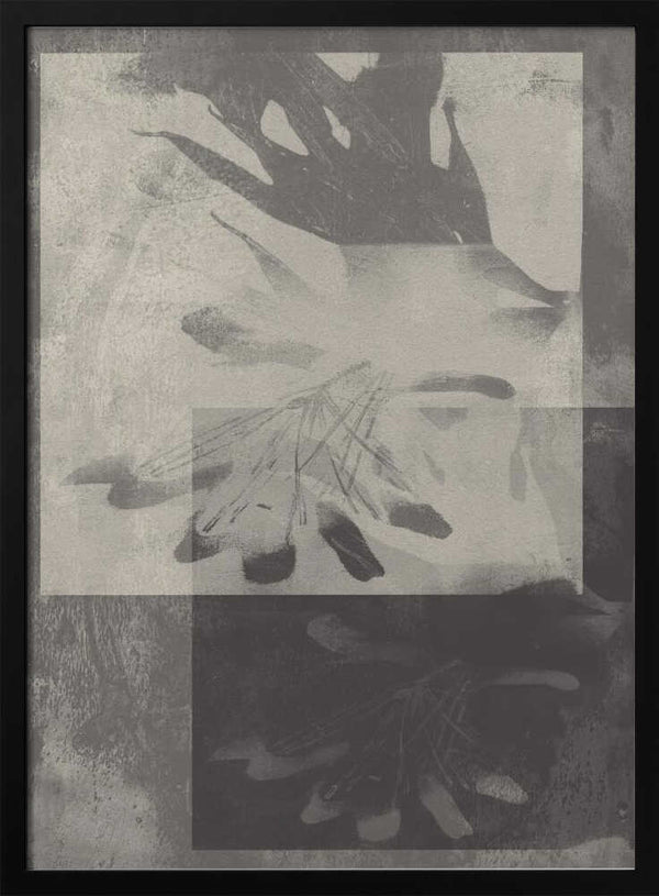 Tablou înramat „Whispering Leaves – Abstract Pattern in Taupe and White” de Dina Dankers