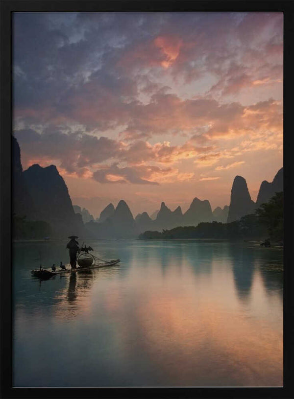Tablou înramat „Li River Sunrise” de Yan Zhang