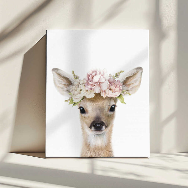 Tablou canvas „Floral Baby Deer” de Lola Peacock