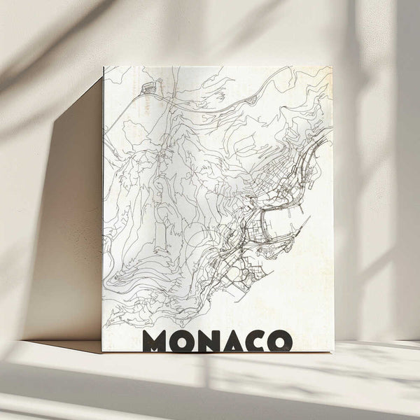 Tablou canvas „Monaco Vintage Travel Map” de Nicholas