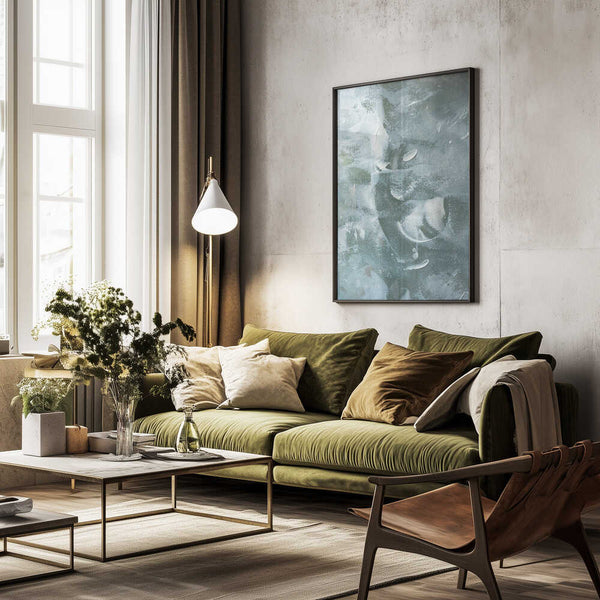 Tablou înramat „Green and White Acrylic” de uplusmestudio